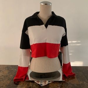Color Block Cropped Long Sleeve